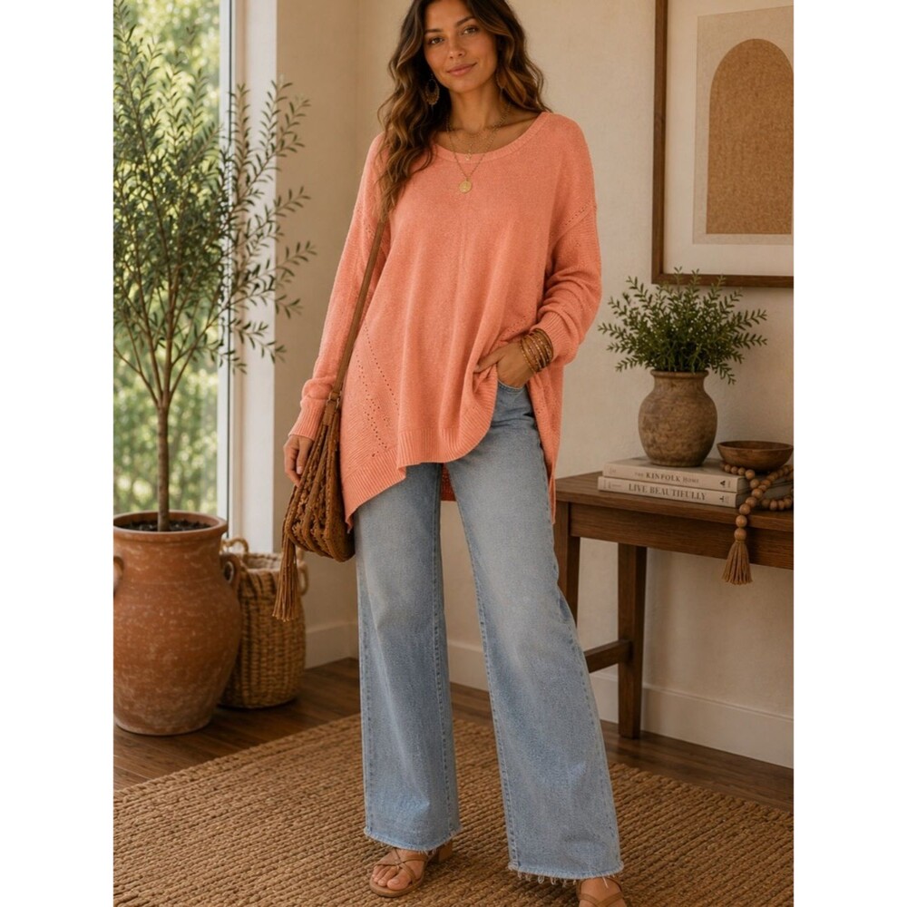 Maurices Coral Off-the-Shoulder Oversized Sweater Size XL